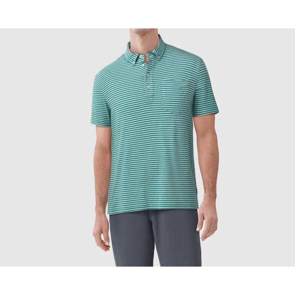 NEW SURFSIDE SUPPLY michael striped polo in eden green heather